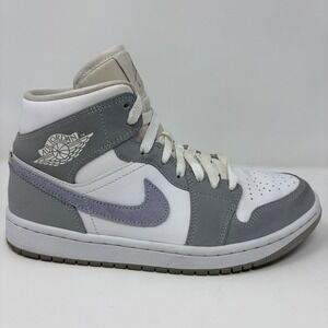 Jordan Air Jordan 1 Mid Women's Size 8 White Grey Fog Running Shoes (BQ6472-105)